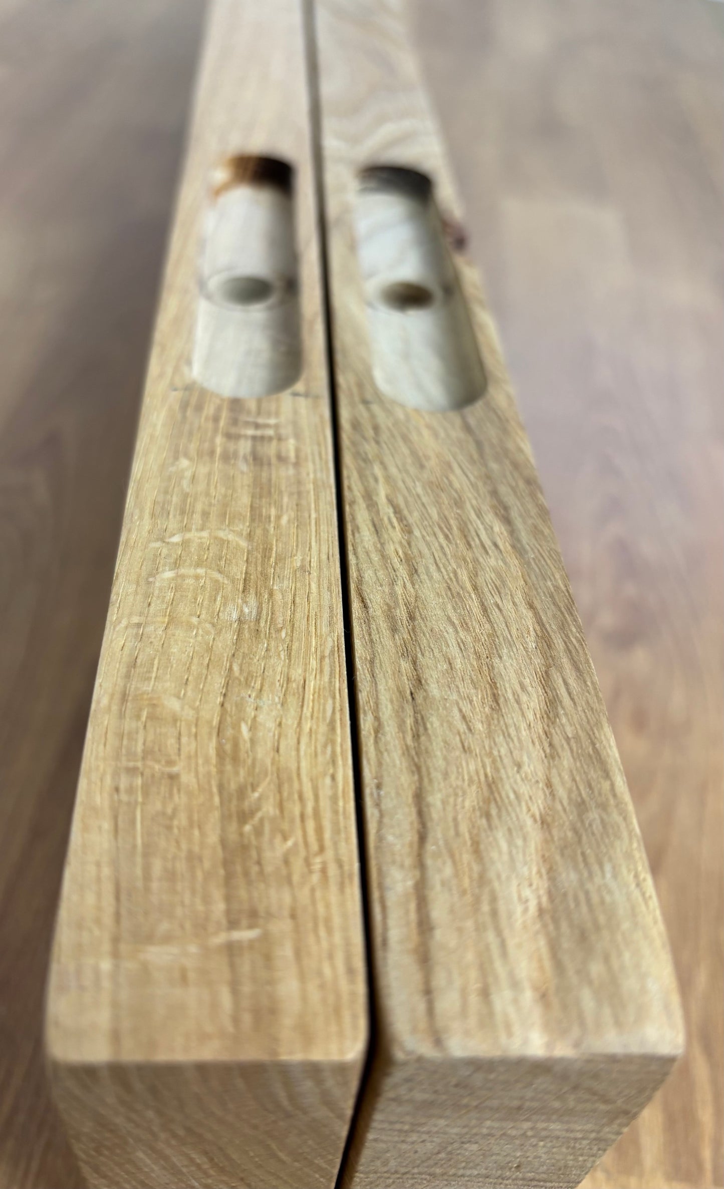 Floating oak shelves