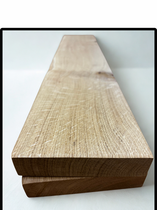 Floating oak shelves